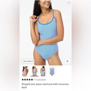 J. Crew Factory Blue and White Nautical One-Piece Swimsuit